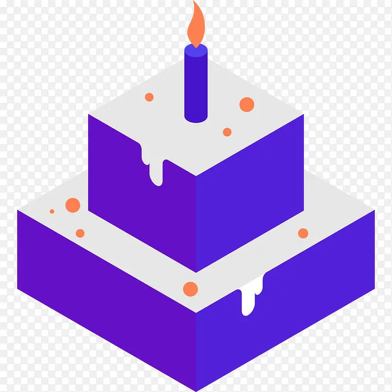 紫色立体生日蛋糕美食元素