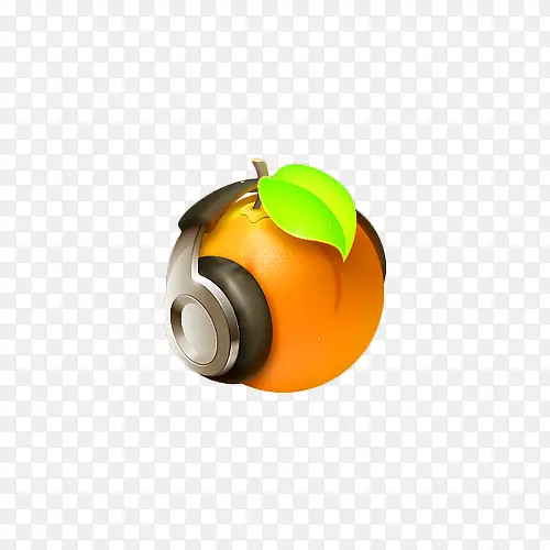 卡通戴耳机的香橙