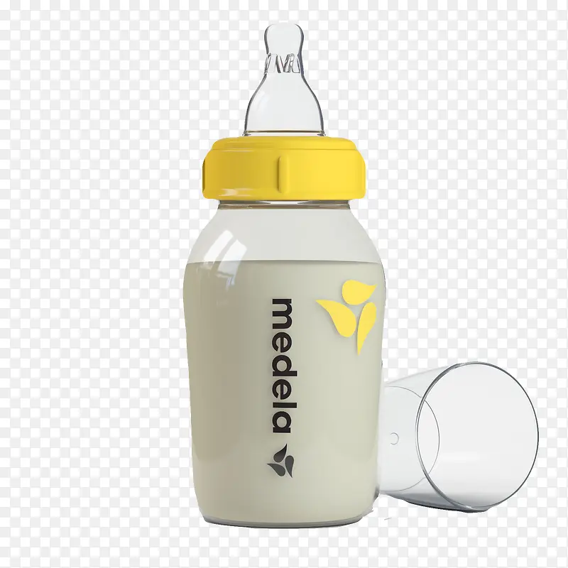 黄色图案宝宝透明奶瓶