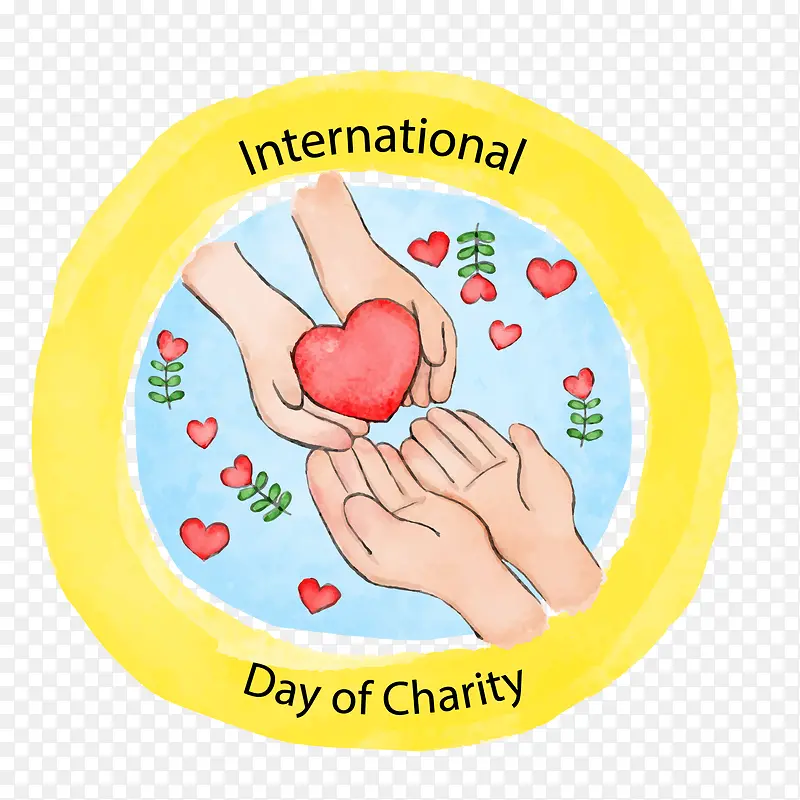 彩绘国际慈善日交换爱心的手臂矢