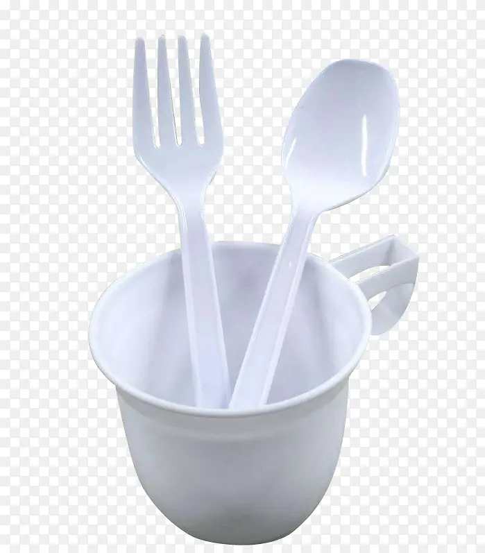 塑料刀叉勺子水杯免扣png素材