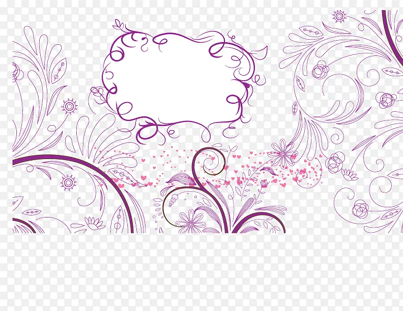 淡紫色花纹线条装饰