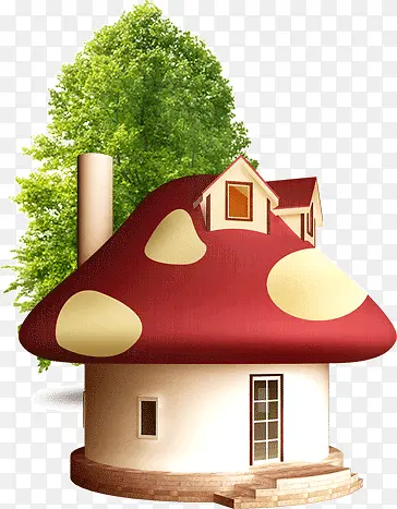 卡通红色蘑菇房子