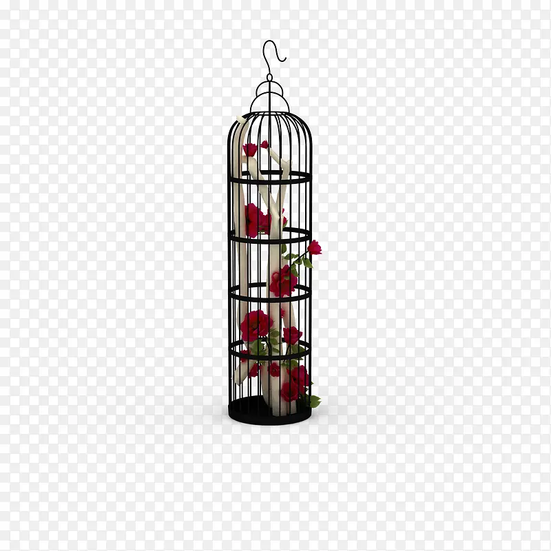 玫瑰黑色花纹中式鸟笼