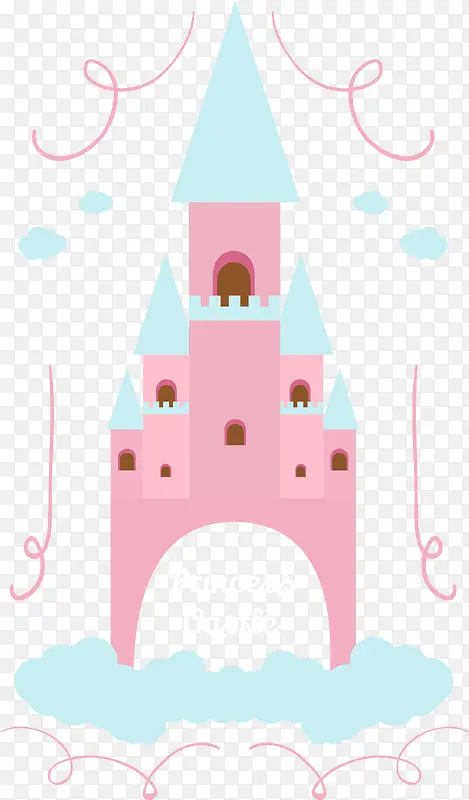 唯美粉色矢量城堡建筑图