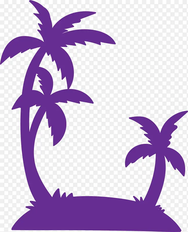 紫色夏天椰子树剪影