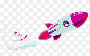 紫色手绘卡通小火箭