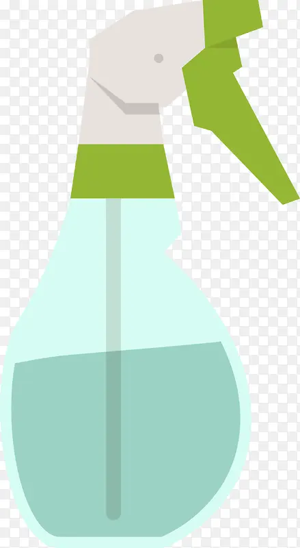 手绘绿色喷水壶瓶子