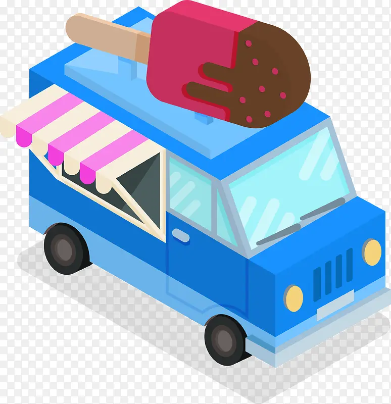 蓝色冰淇淋食物车图