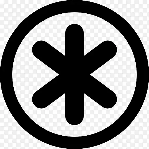星号，星符号的圆形按钮图标
