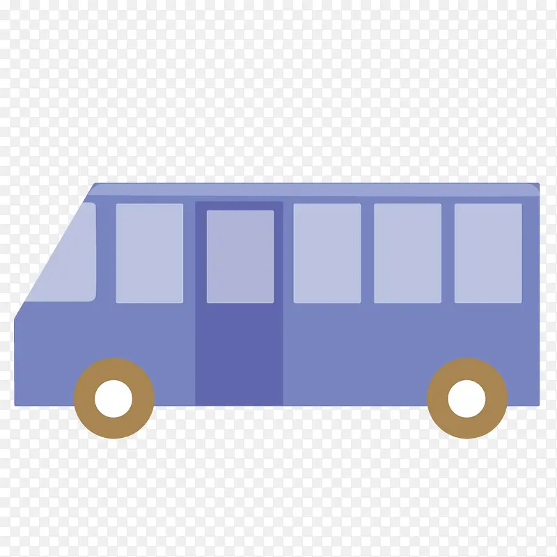 手绘卡通紫色扁平化汽车公交车