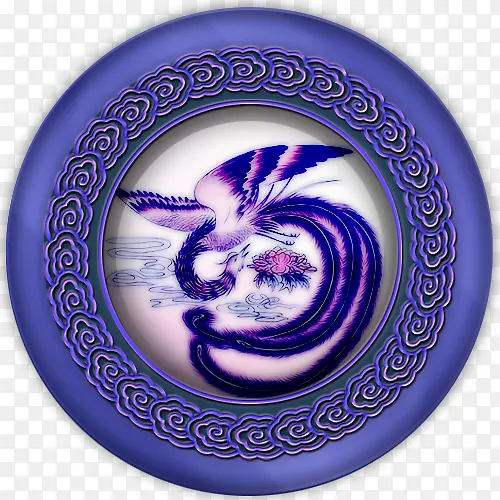 深紫色古典花纹徽章