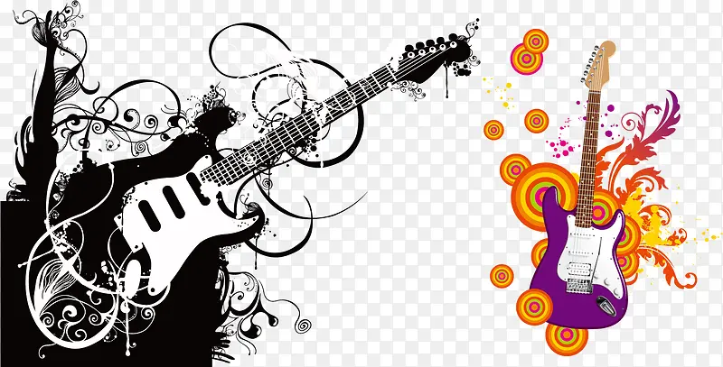 吉他创意花纹海报背景素材