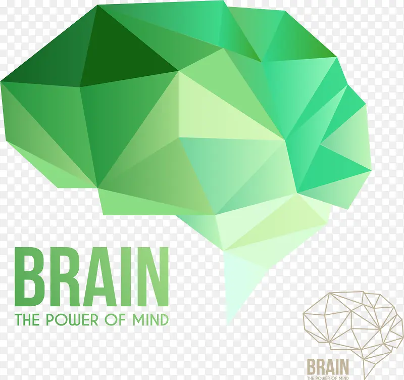 低多边形绿色大脑对话框