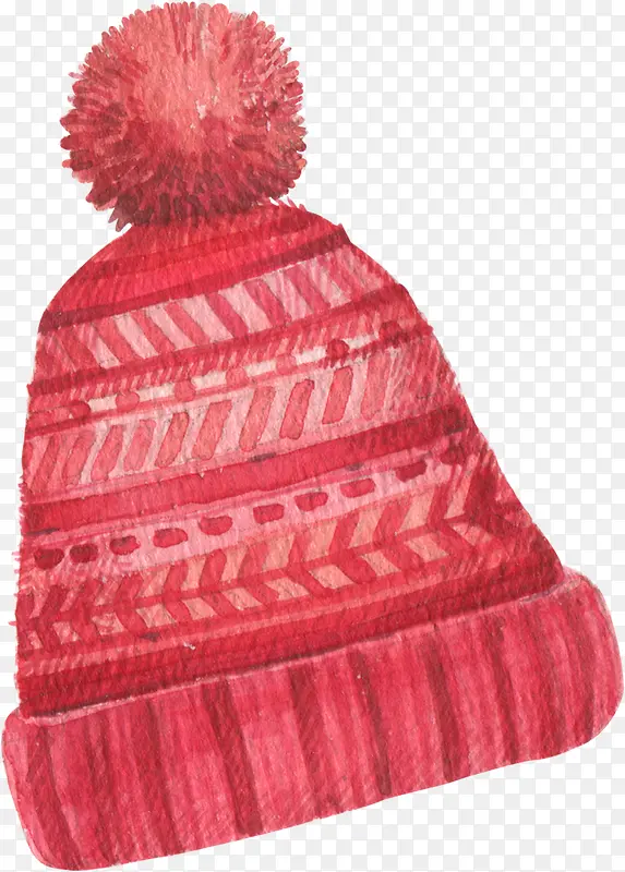 红色毛线保暖帽子