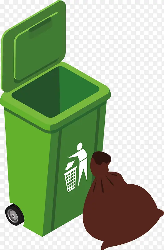 一个绿色回收垃圾桶