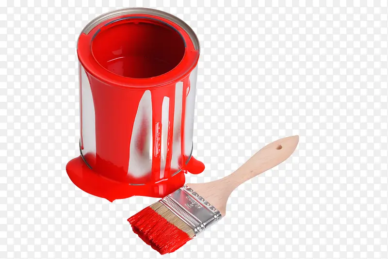 金属油漆桶里的红色油漆