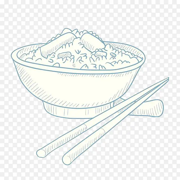 线条手绘白色大米饭