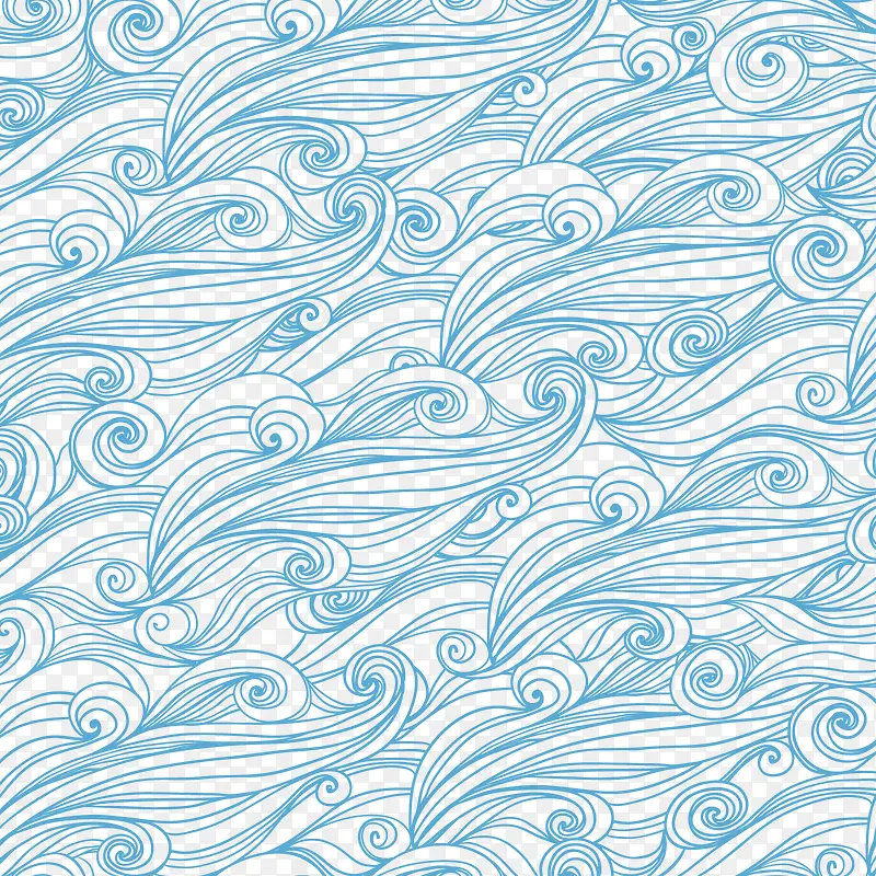 矢量蓝色海浪花纹无缝背景