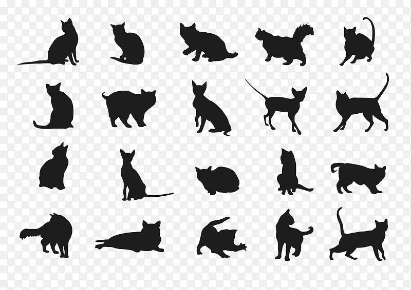 20款黑色猫咪剪影