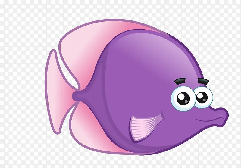 卡通海洋动物紫鱼