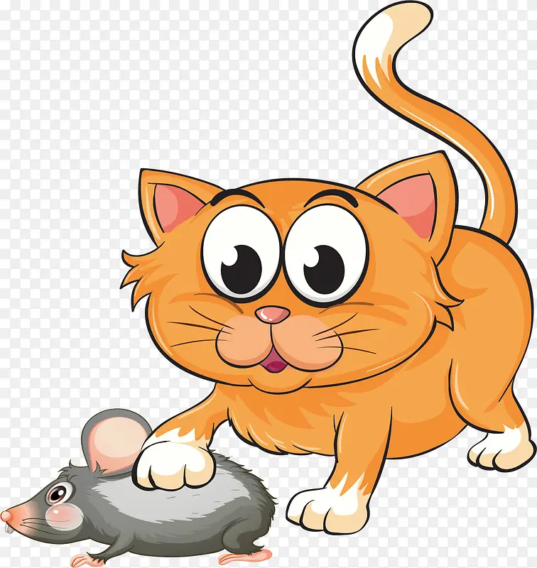 卡通可爱的猫抓老鼠