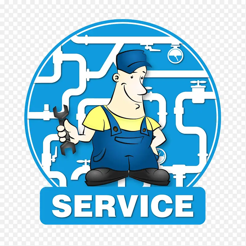 安装工人维修水管素材