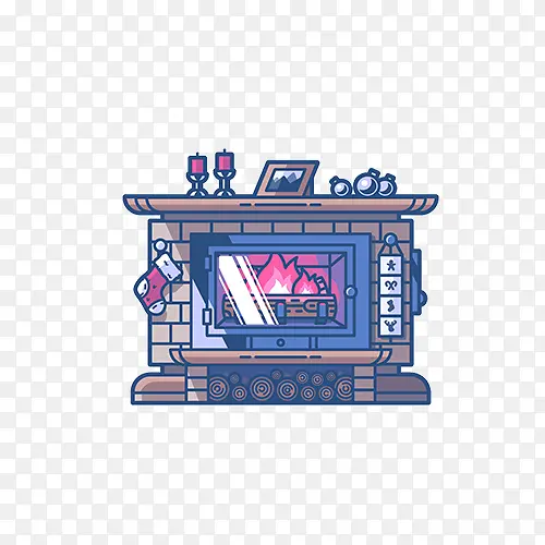 彩色温暖的壁炉