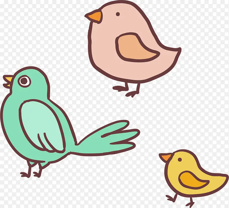 多彩卡通小鸟装饰图案