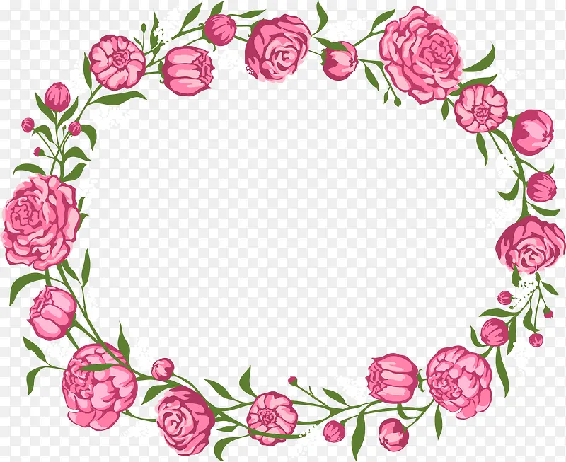 唯美粉色花朵边框