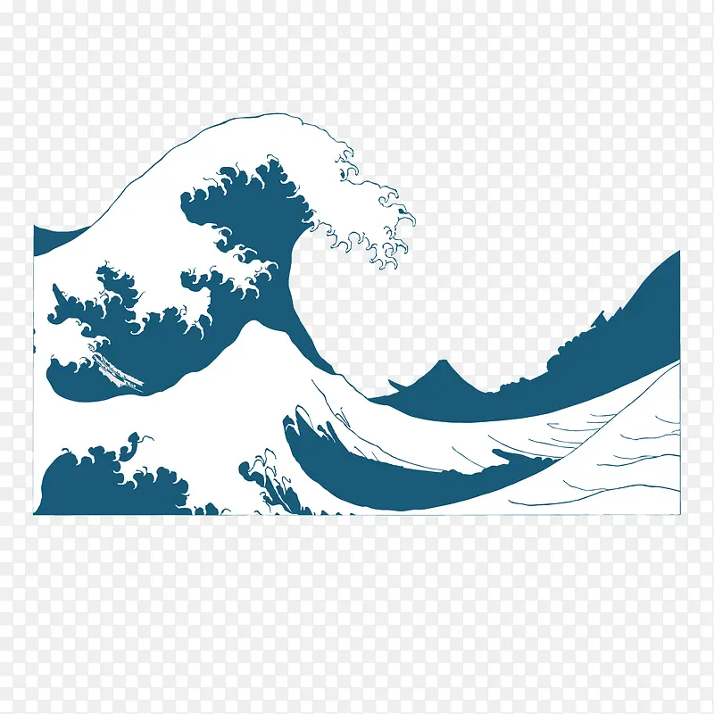 矢量卡通浪花海潮海面