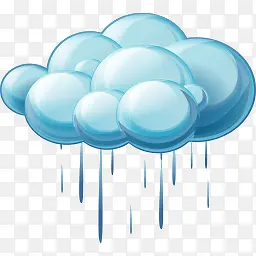 卡通下雨的蓝色云朵海报背景
