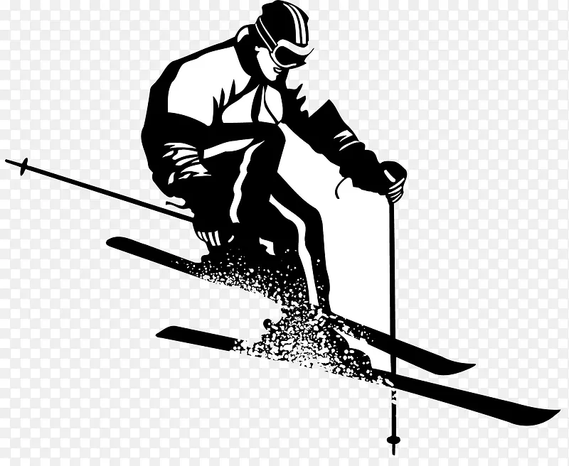 黑白风格矢量滑雪