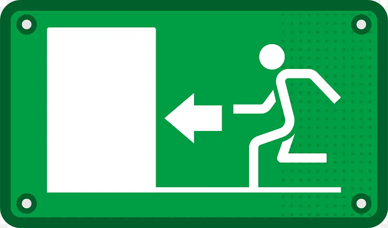 矢量绿色左边安全出口指示牌