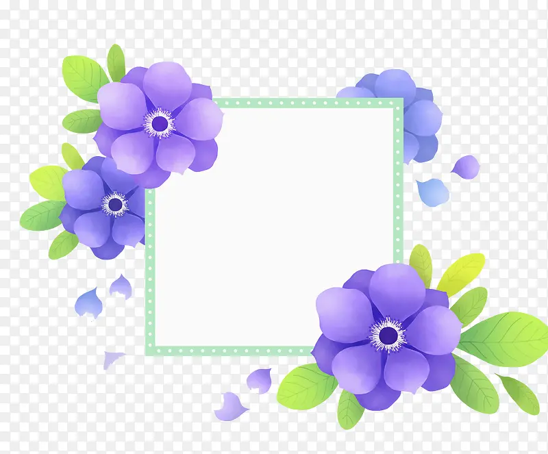 紫色花正方形框