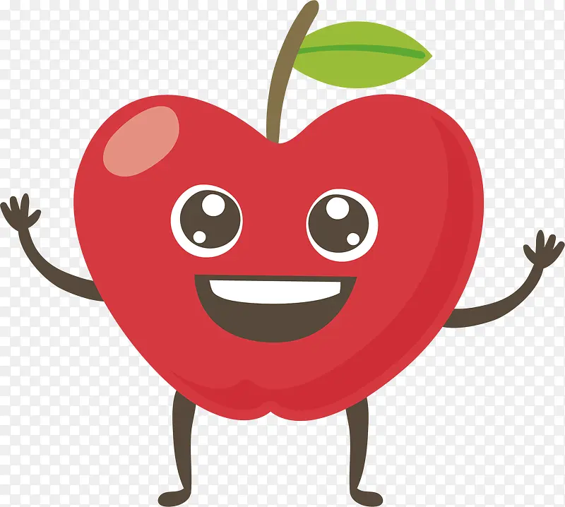 红色开心的苹果小人
