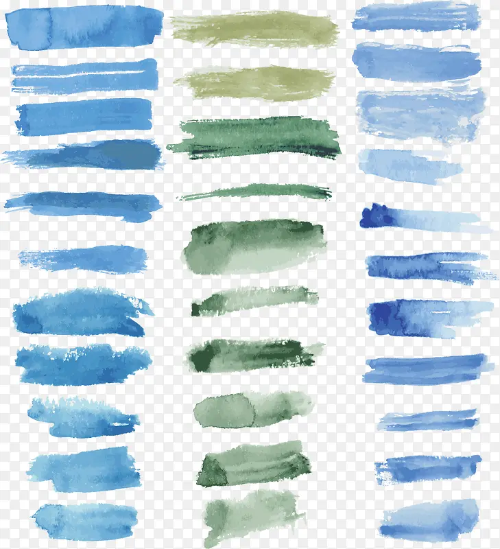 蓝绿色水彩涂鸦笔刷