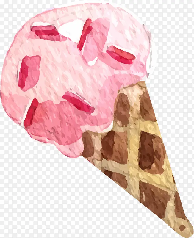 夏季手绘粉色冰激凌
