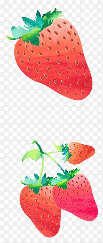 水彩手绘插画标签插图新鲜草莓