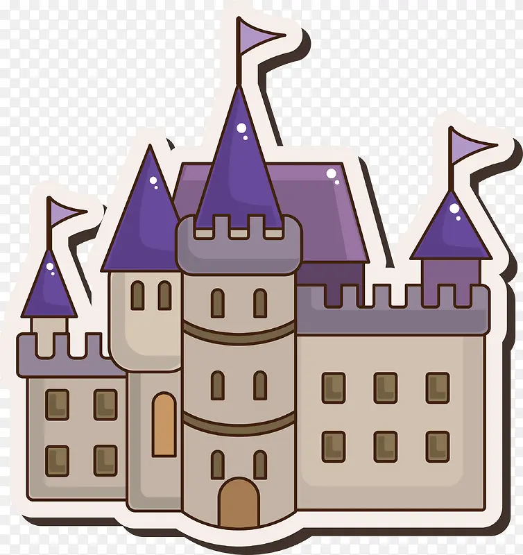 卡通城堡建筑房屋矢量图