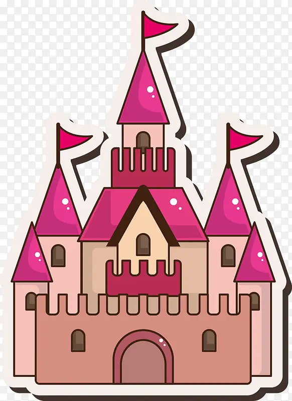 粉色城堡建筑矢量图