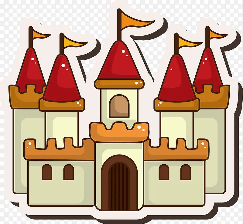 彩色矢量卡通城堡房屋图