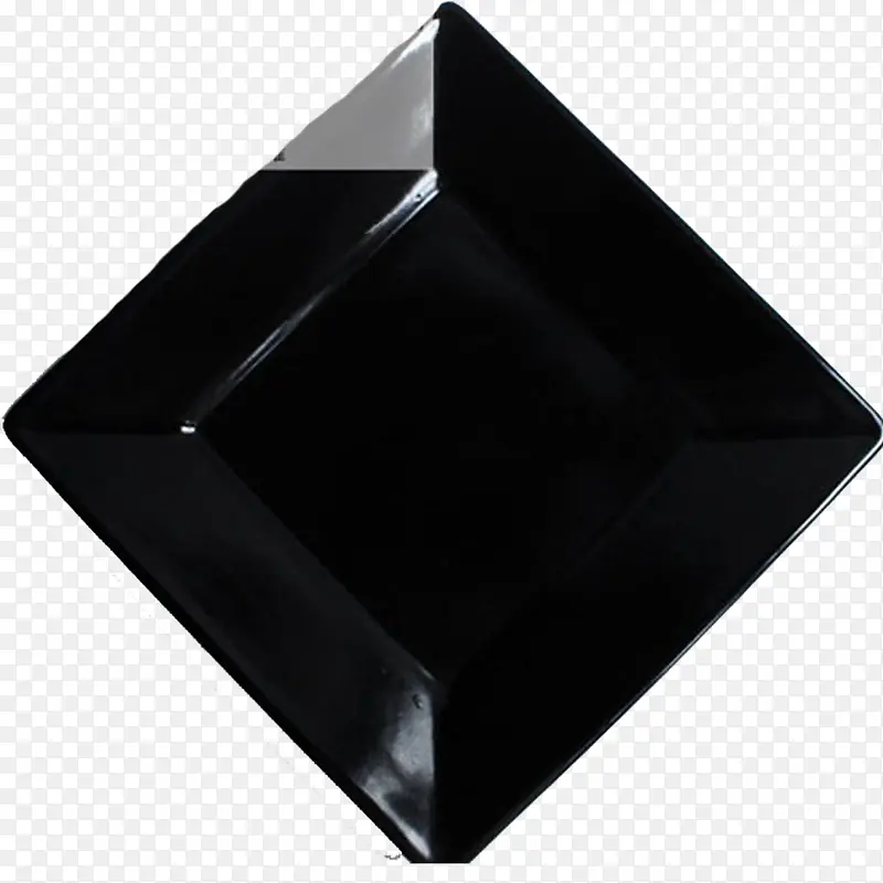 正方形底纹简约立体黑色盘子