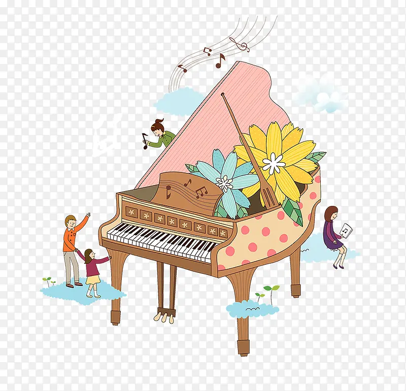 钢琴培训班卡通海报