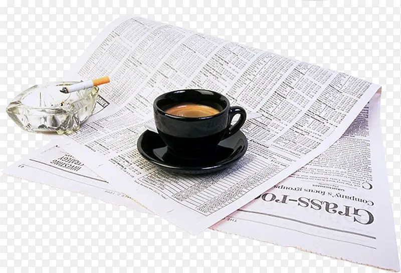下午茶红茶杯子素材免抠报纸