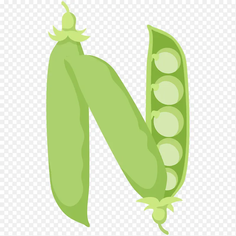 卡通蔬菜水果字母N