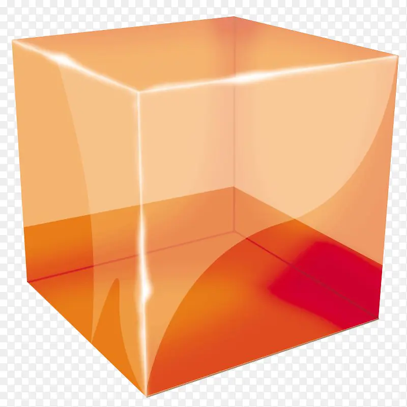 橘红色透明大图标立方体