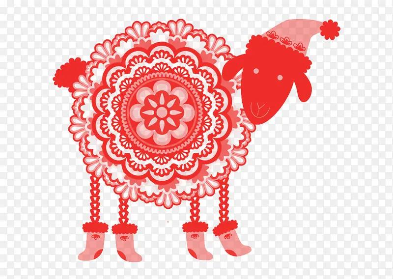 新年羊穿着袜子戴着帽子