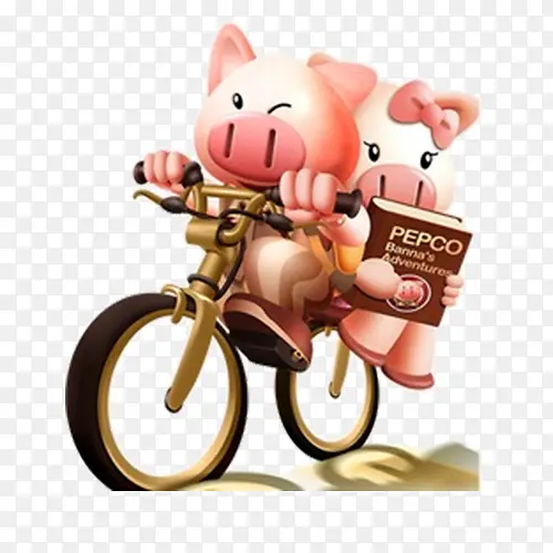 骑车的粉色小猪