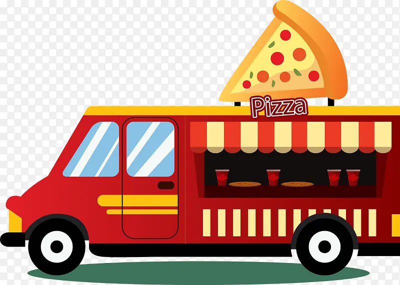 卡通披萨食物车子图